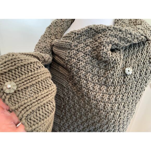 Chico's Olive Green Open Chunky Knit Sweater Vest, Cotton Blend, Size M - Picture 7 of 12